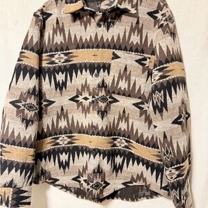 Men's Patterned Shirt - Brown and Tan